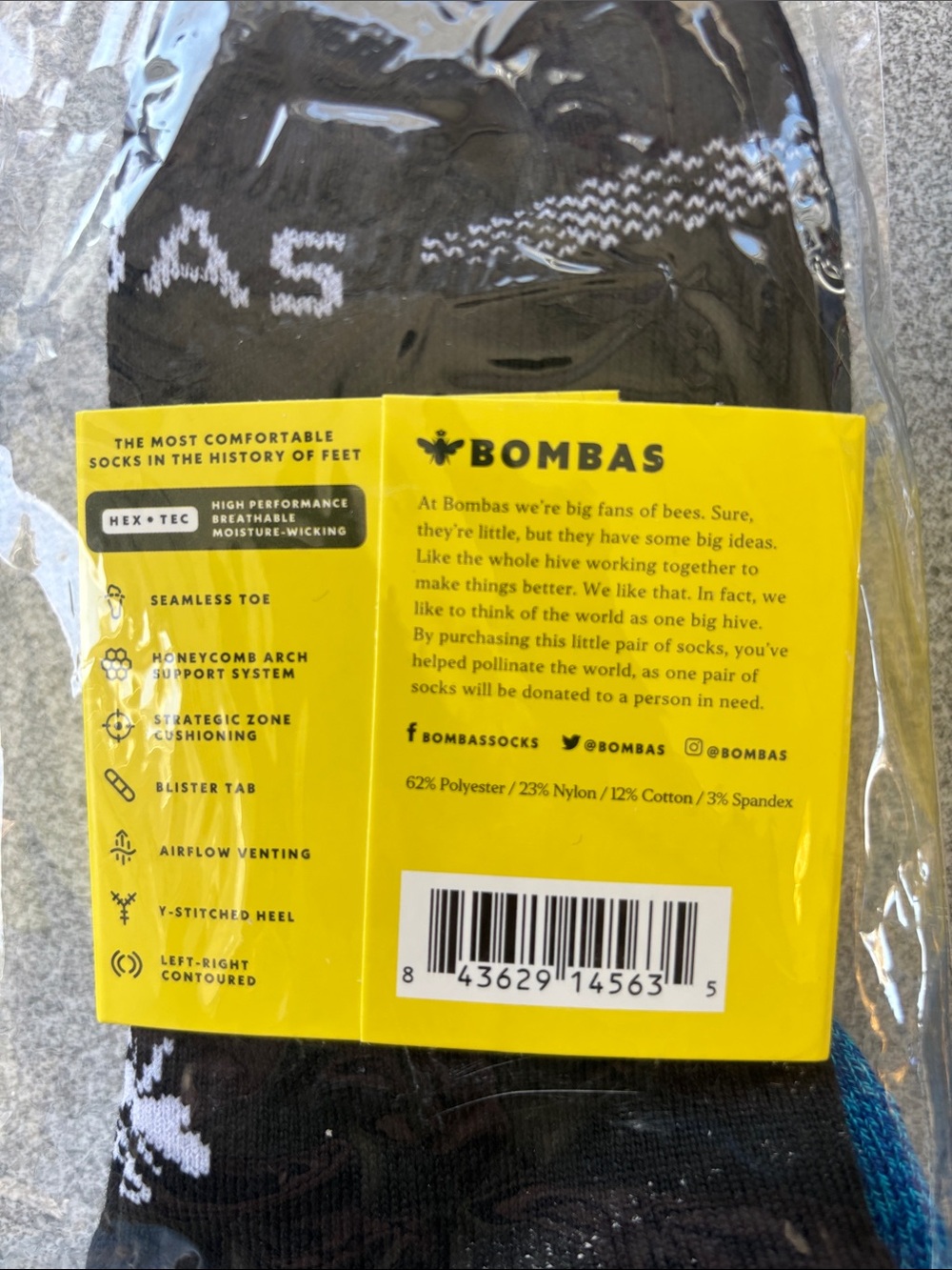 Bombas No-Show Athletic Socks in Blue, White and Black 3- (3-Pack) 9 pairs - Picture 2 of 3